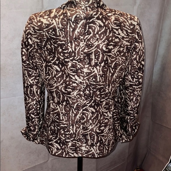 Silky Classy Kasper One Button Blazer Brown &White - Picture 5 of 9